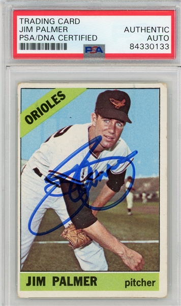 1966 Topps Jim Palmer Signed Rookie Card PSA