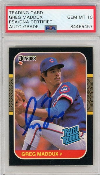 1987 Donruss Greg Maddux Signed Rookie Card PSA 