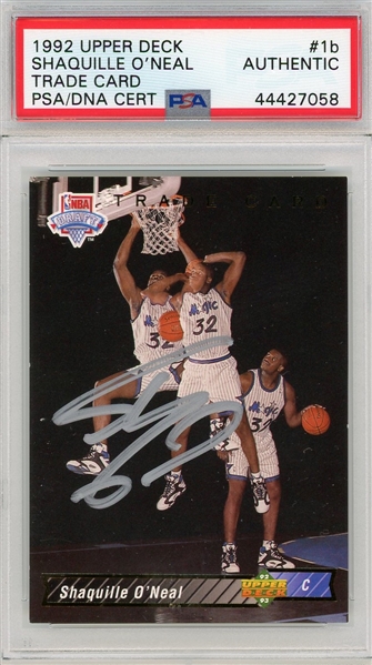 1992 Upper Deck Shaquille ONeal Signed Rookie Card