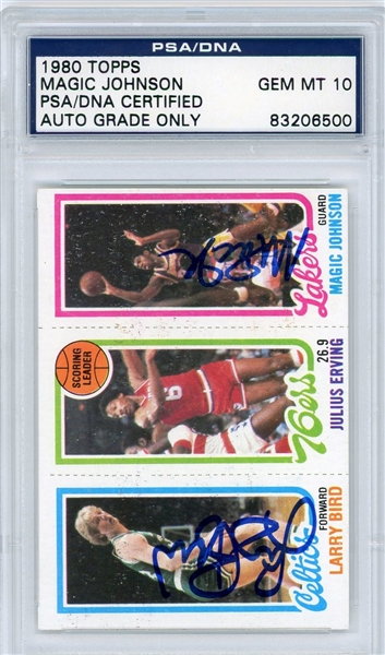 1980 Topps Magic Johnson /Larry Bird  signed Rookie card PSA