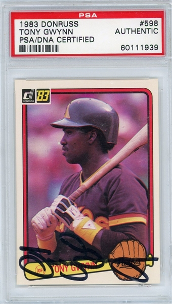 1983 Donruss Tony Gwynn Signed Rookie Card PSA